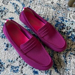 Rothy’s driver flat in raspberry worn 4x